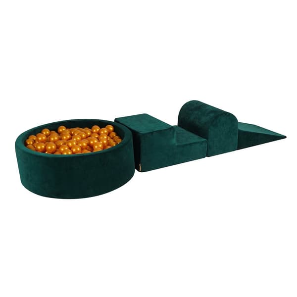 MeowBaby® Skum Klatreklodser til Småbørn Mørkegrøn 3 Elementer med Boldgrav 90x30cm
