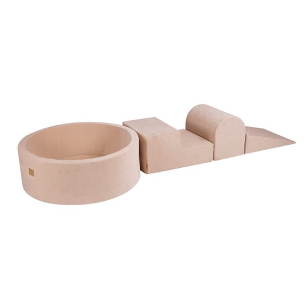 MeowBaby® Skum Klatreblok til Småbørn Ecru 3 Elementer med Kuglegrav 90x30cm Uden bolde