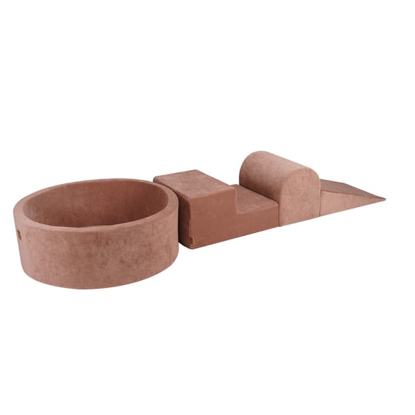 MeowBaby® Skum Klatreklodser til Småbørn Beige 3 Elementer med Kuglegrav 90x30cm Uden bolde
