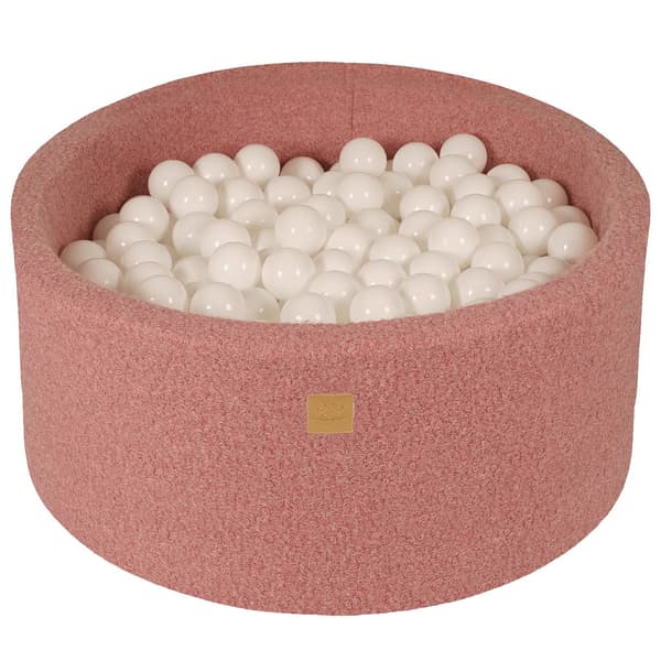 MeowBaby® Komplet Sæt Boldgrav 90x40cm med 300 Bolde 7cm certificeret, boucle, rose