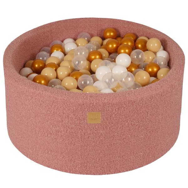MeowBaby® Komplet Sæt Boldgrav 90x40cm med 300 Bolde 7cm certificeret, boucle, rose