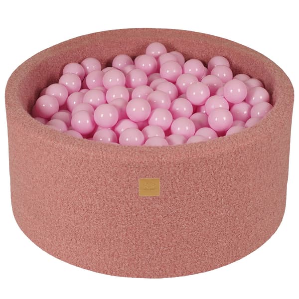 MeowBaby® Komplet Sæt Boldgrav 90x40cm med 300 Bolde 7cm certificeret, boucle, rose