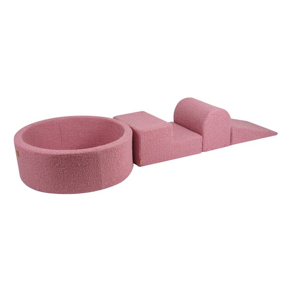 MeowBaby® Skum Klatreblok til Småbørn Boucle Pink 3 elementer med kuglegrav 90x30cm Uden bolde