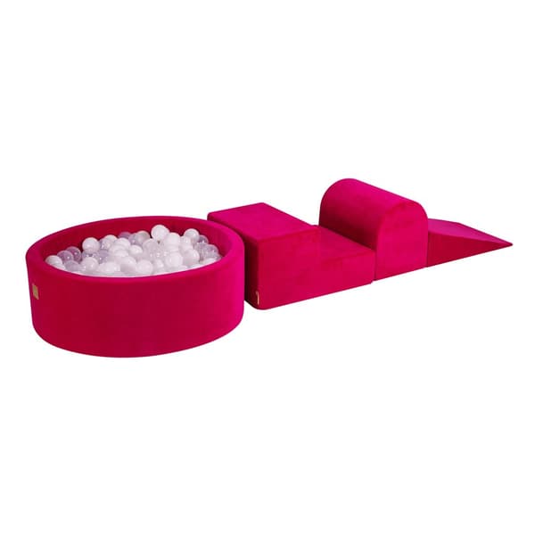 MeowBaby® Skum Klatreblok til Småbørn Magenta 3 Elementer med Kuglegrav 90x30cm