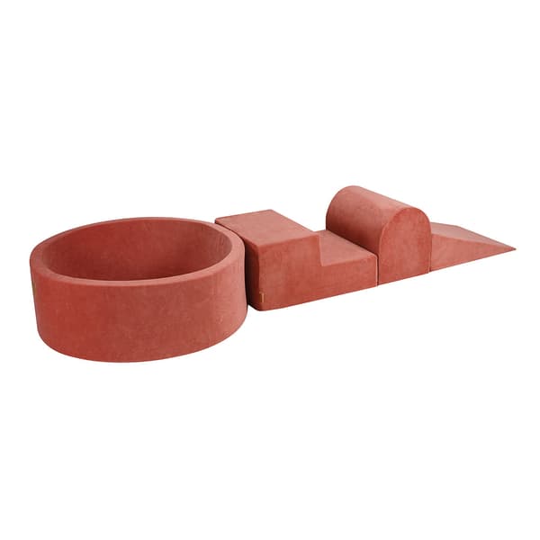 MeowBaby® Skum Klatreblok til Småbørn Marsala Rød 3 elementer med Kuglegrav 90x30cm