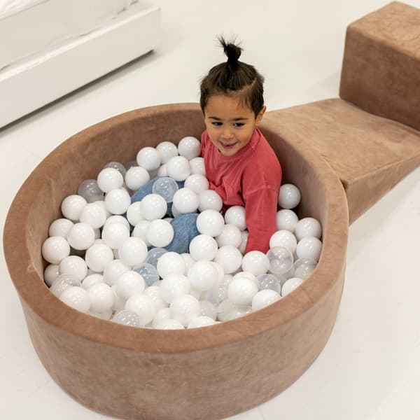 MeowBaby® Klätterblock i skum för småbarn Puderrosa 3 element med bollhav 90x30cm