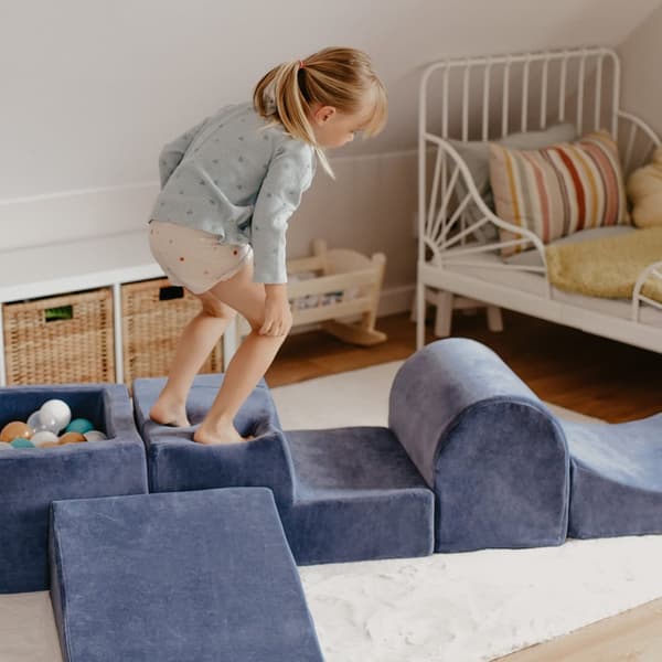MeowBaby® Klätterblock i skum för småbarn Puderrosa 3 element med bollhav 90x30cm