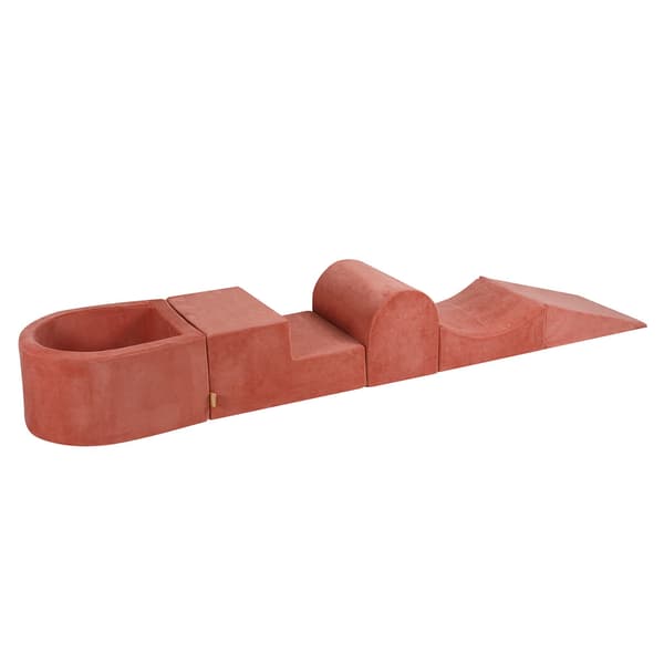 MeowBaby® Klätterblock i skum för småbarn Marsala röd 4 element med bollplank 57x45x30cm Utan bollar