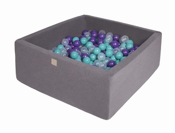 MeowBaby® Bollhav med Baliv för Barn Kvadratisk Poolspel 90 x 90 x 40 cm/300 bollar 7 cm Mörkgrå