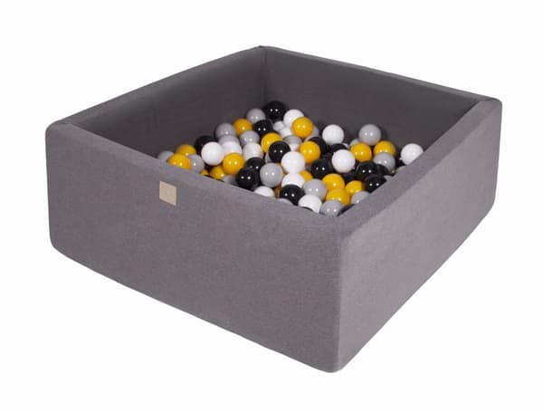 MeowBaby® Bollhav med Baliv för Barn Kvadratisk Poolspel 90 x 90 x 40 cm/300 bollar 7 cm Mörkgrå