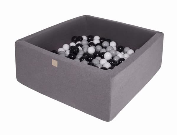 MeowBaby® Bollhav med Baliv för Barn Kvadratisk Poolspel 90 x 90 x 40 cm/300 bollar 7 cm Mörkgrå