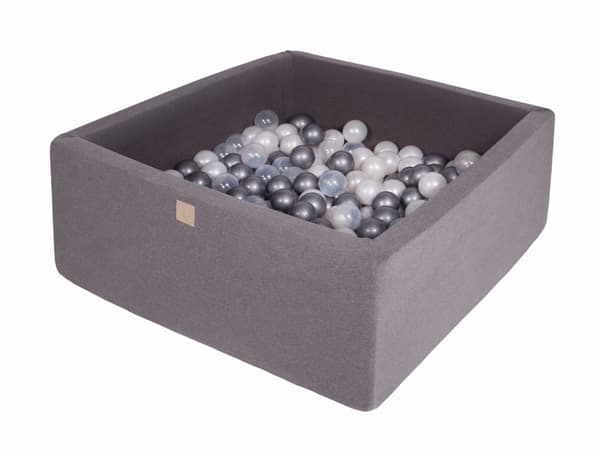 MeowBaby® Bollhav med Baliv för Barn Kvadratisk Poolspel 90 x 90 x 40 cm/300 bollar 7 cm Mörkgrå