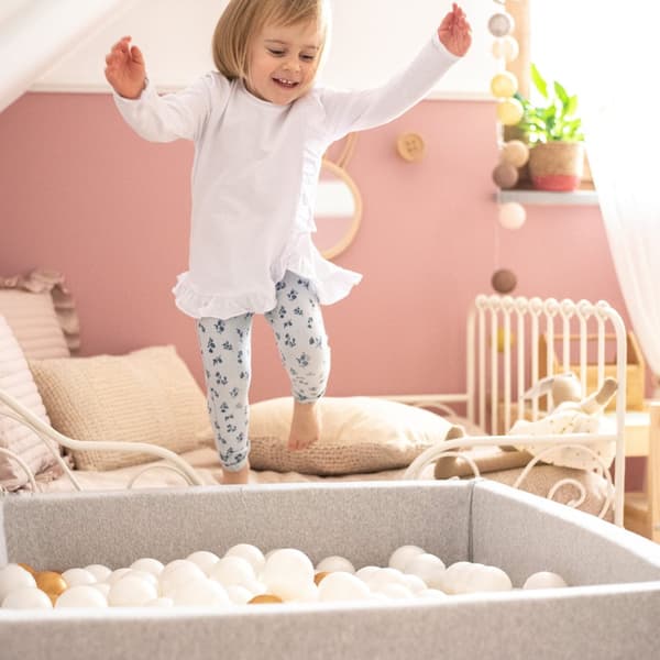 MeowBaby® Bollhav med Baliv för Barn Kvadratisk Poolspel 90 x 90 x 40 cm/300 bollar 7 cm Mörkgrå