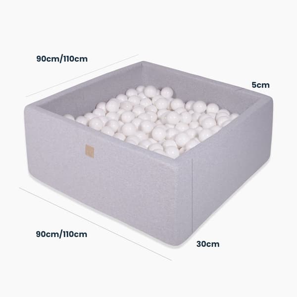 MeowBaby® Bollhav med Baliv för Barn Kvadratisk Poolspel 90 x 90 x 40 cm/300 bollar 7 cm Mörkgrå