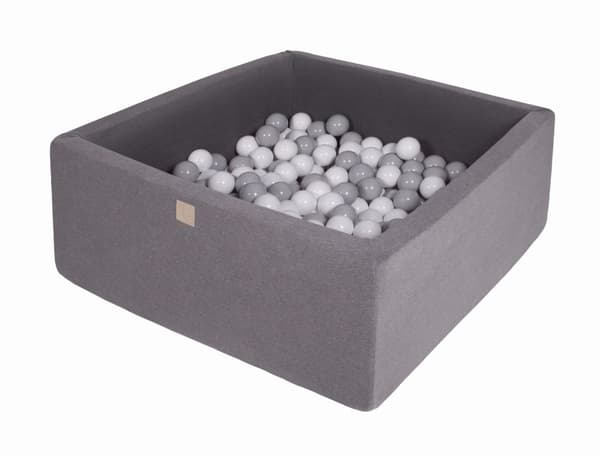 MeowBaby® Bollhav med Baliv för Barn Kvadratisk Poolspel 90 x 90 x 40 cm/300 bollar 7 cm Mörkgrå