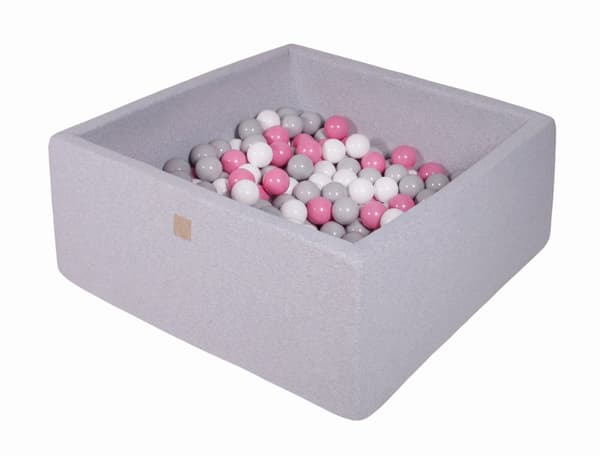 MeowBaby® Bollhav med Baliv för Barn Kvadratisk Poolspel 90 x 90 x 40 cm/300 bollar 7 cm Ljusgrå