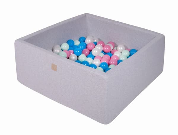 MeowBaby® Bollhav med Baliv för Barn Kvadratisk Poolspel 90 x 90 x 40 cm/300 bollar 7 cm Ljusgrå
