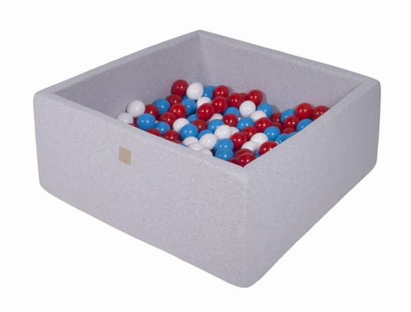 MeowBaby® Bollhav med Baliv för Barn Kvadratisk Poolspel 90 x 90 x 40 cm/300 bollar 7 cm Ljusgrå