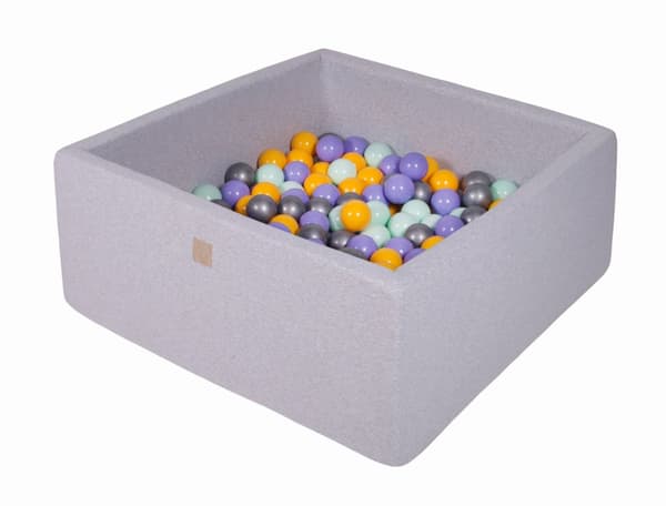 MeowBaby® Bollhav med Baliv för Barn Kvadratisk Poolspel 90 x 90 x 40 cm/300 bollar 7 cm Ljusgrå
