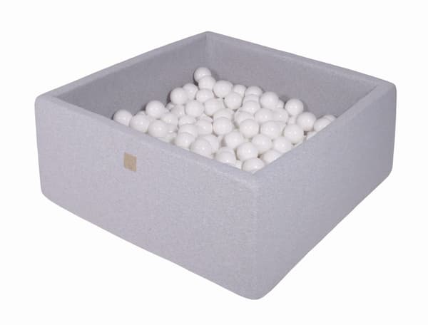 MeowBaby® Bollhav med Baliv för Barn Kvadratisk Poolspel 90 x 90 x 40 cm/300 bollar 7 cm Ljusgrå