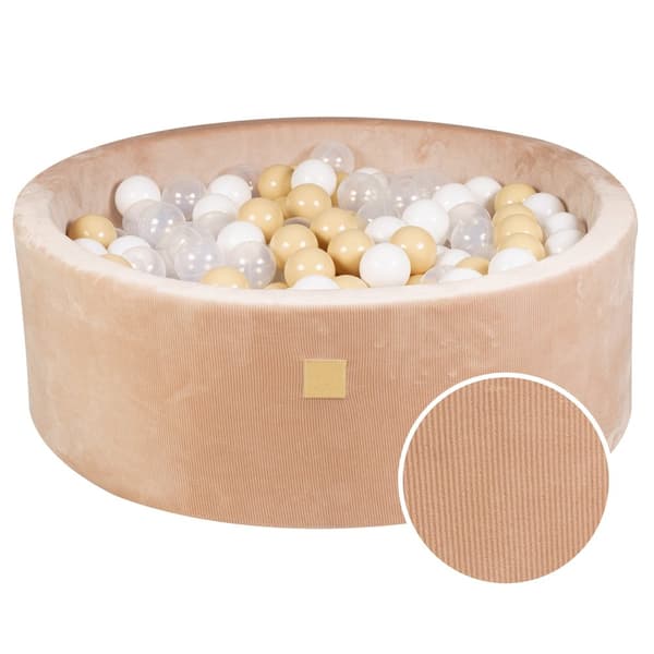 MeowBaby Bollhav 90x30cm/200 Bollar, Manchester, Sand transparent, vit, beige
