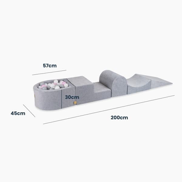 MeowBaby® Klätterblock i skum för småbarn BOUCLE Rosa 4 element med bollplank 57x45x30cm