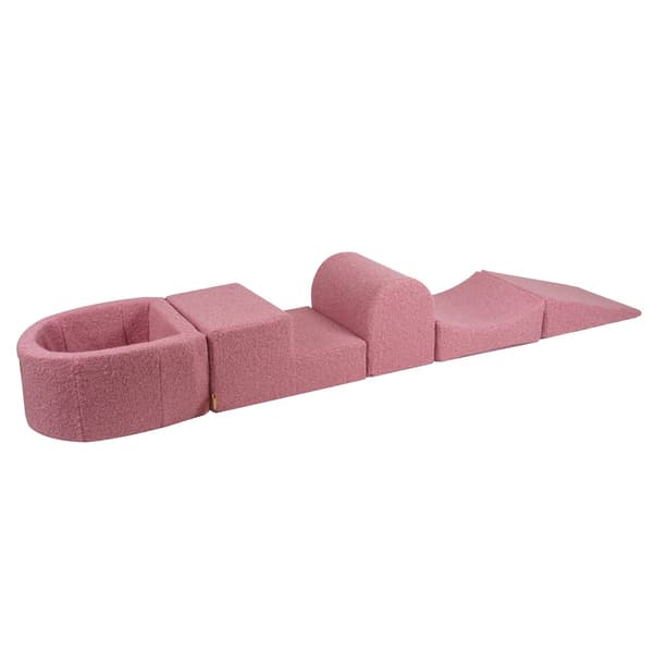 MeowBaby® Klätterblock i skum för småbarn BOUCLE Rosa 4 element med bollplank 57x45x30cm