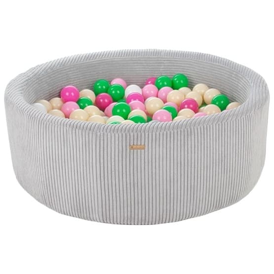 Ball Sea - 300 Bolde - Cordu Roy 90 Cm Grå/Hvid - Bolde Grøn/Pink/Lys Pink/Cappuccino