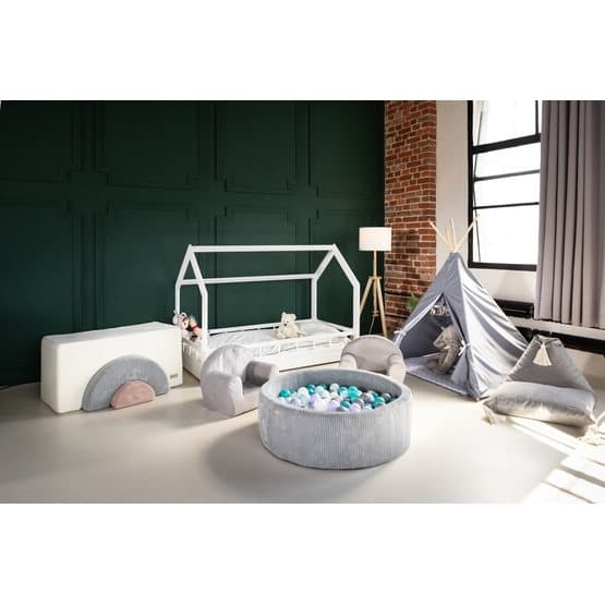 Ball Sea - 300 Bolde - Cordu Roy 90 Cm Grå/Hvid - Bolde Baby Blå/Cappuccino