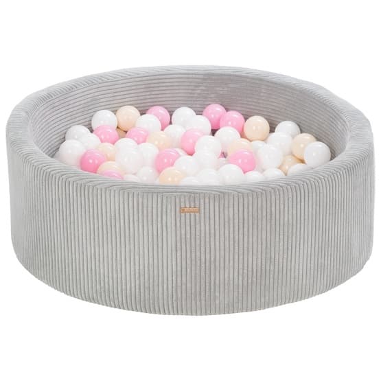 Ball Sea - 300 Bolde - Cordu Roy 90 Cm Grå/Hvid - Bolde Lys Pink/Cappuccino