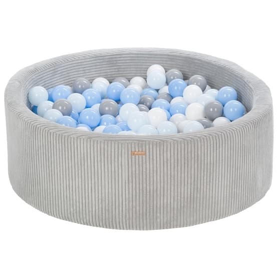 Ball Sea - 300 Bolde - Cordu Roy 90 Cm Grå/Hvid - Bolde Grå/Baby Blå/Blå Pastel