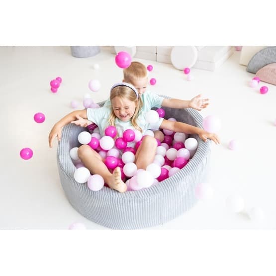 Ball Sea - 300 Bolde - Cordu Roy 90 Cm Grå/Hvid - Bolde Grå/Lys Pink/Pink Pastel