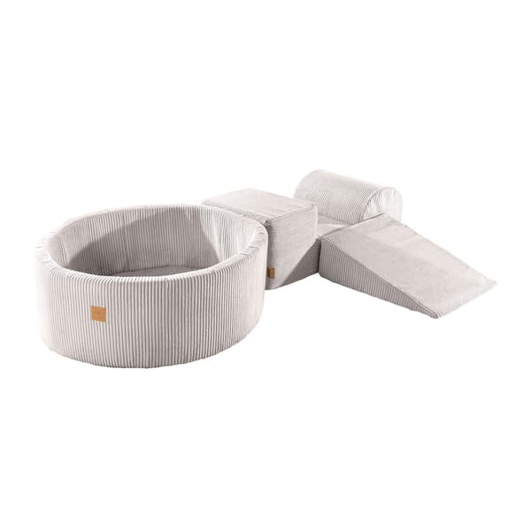 MEOWBABY Foam Legeplads til Børn med Boldbassin 240x45cm, Manchester, Ecru ingen bolde