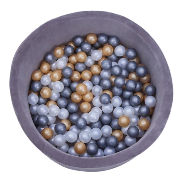 SUNNY Boaz - Velvet Pool Grey 160 bollar | Bollpool för barn från 2 år | Bollpool PE 100 % BPA-fri | Bollpool 30cm x 90cm
