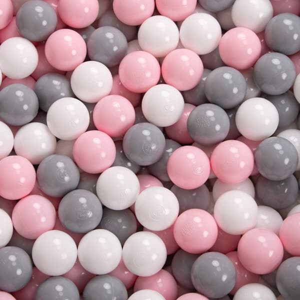 KiddyMoon 90X30cm-200 Balls 7Cm Baby Ball Pool Quarter Angle Tillverkad i EU, ljusgrå: Vit-Grå-Pudderrosa