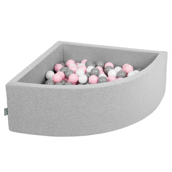 KiddyMoon 90X30cm-200 Balls 7Cm Baby Ball Pool Quarter Angle Tillverkad i EU, ljusgrå: Vit-Grå-Pudderrosa