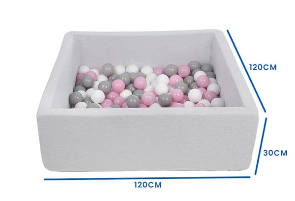 600-Ball Legebur med Vaskeligt Overtræk, 120x120cm - Sikker & Sjov til Småbørn