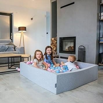 Stor 120x120cm bollhav med 600 bollar, tvättbart lock, säker lek för barnbarn