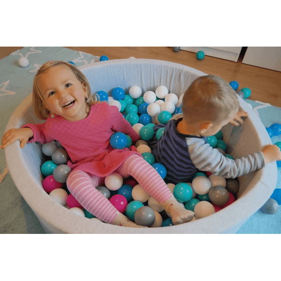 Bollhav - 150 Bollar - Rund - 90X30 Cm Bollhav - Vit, Babyblå, Grå Bollar