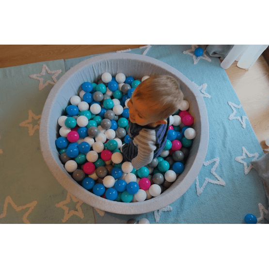 Bollhav - 150 Bollar - Rund - 90X30 Cm Bollhav - Vit, Babyblå, Grå Bollar