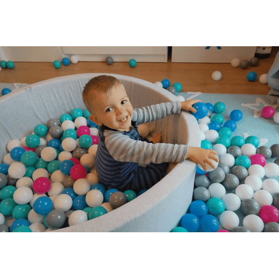 Bollhav - 150 Bollar - Rund - 90X30 Cm Bollhav - Vit, Babyblå, Grå Bollar