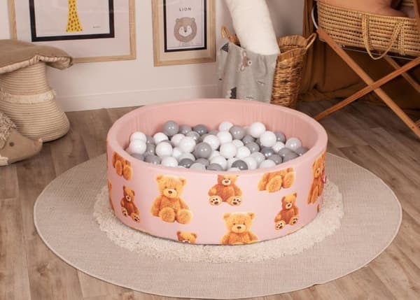 Bollhav - bollstruktur Knorrtoys - 76007 - Bollhav, « Teddy Pink » 150 bollar Grå/Vit/Transparent