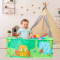 Miniatyrbild 3 av 6: Relaxdays Ball Pit, 50 bollar, lektält, bollar, pop up djungeldjur inomhus HxBxD: 29 x 80 x 80 cm, Grön