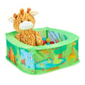 Miniatyrbild 1 av 6: Relaxdays Ball Pit, 50 bollar, lektält, bollar, pop up djungeldjur inomhus HxBxD: 29 x 80 x 80 cm, Grön