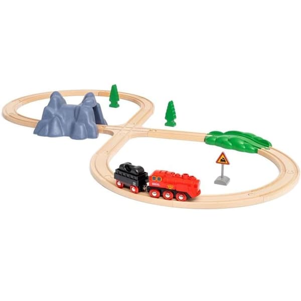 BRIO World 36017 Batteridrevet damplokomotivsæt - Træjernbane - Rød