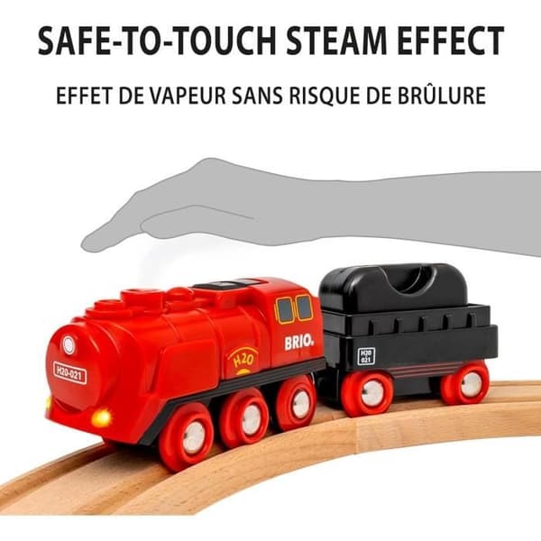BRIO World 36017 Batteridrevet damplokomotivsæt - Træjernbane - Rød