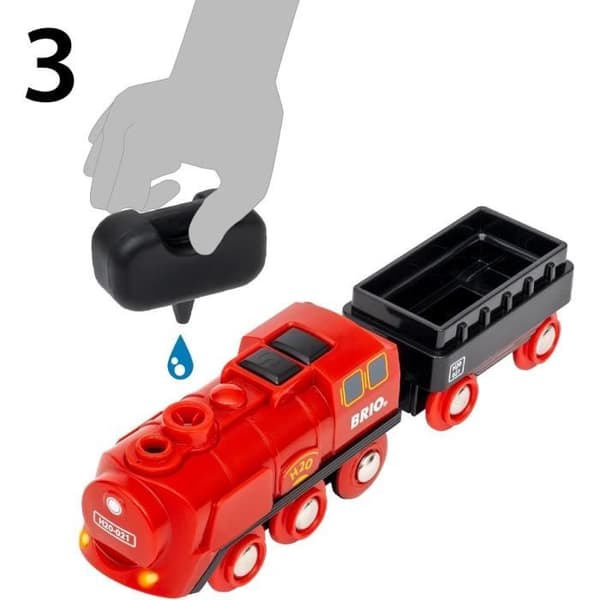 BRIO World 36017 Batteridrevet damplokomotivsæt - Træjernbane - Rød