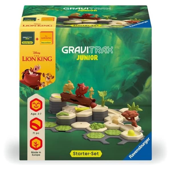 Gravitrax Junior Aloitussetti Leijonakuningas, Marmorirata, 71 palaa, Ikä 3+, 73437, Ravensburger