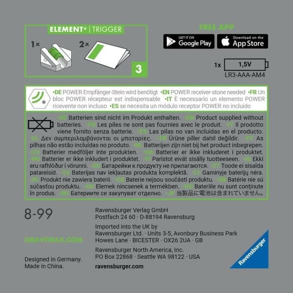 Gravitrax POWER - Liipaisinelementti - 26202 - Luovat marmoripallot - Elektroninen toiminto - Ravensburger - Ikä 8+