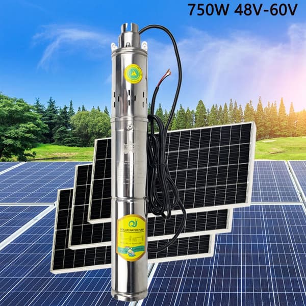 Solenergi Djupbrunnspump, 750W Effekt, Max Höjd 90M,DC 48V 60V, 750W